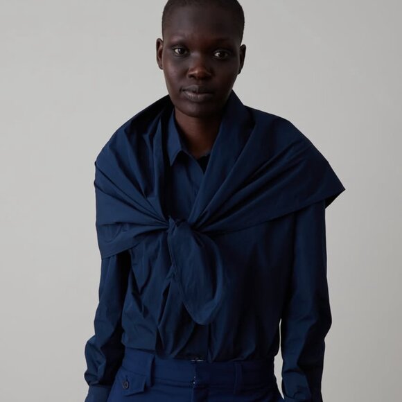 Caron Callahan Tops - Caron Callahan Alice Top with Matching Triangle Scarf in Navy